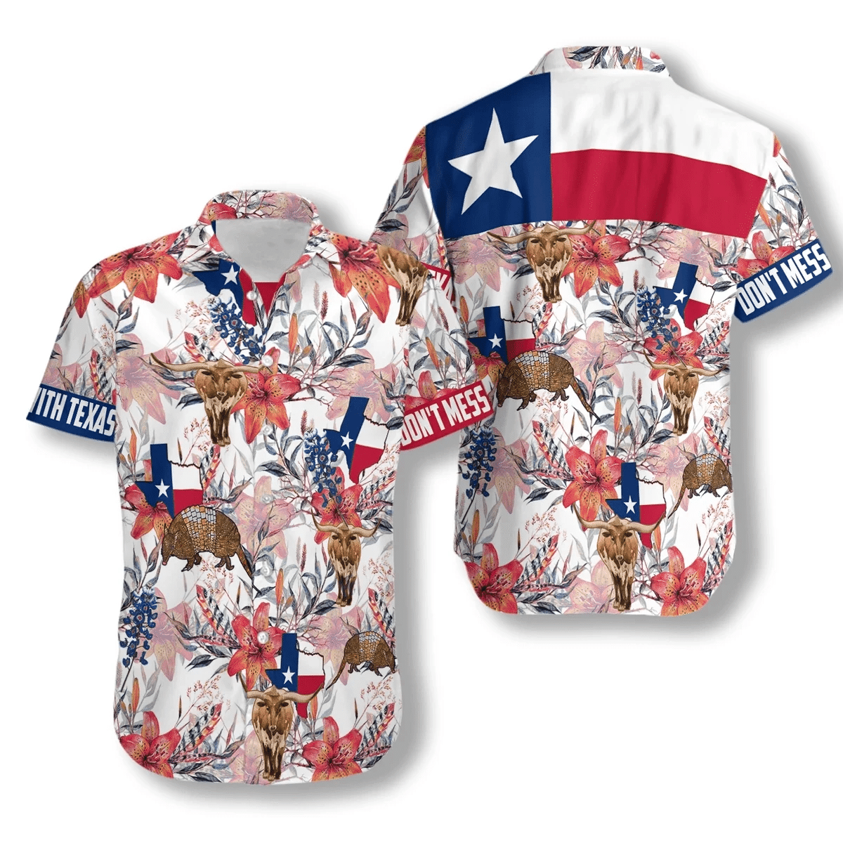 Dont Mess With Texas Flag Tropical Hawaiian Aloha Shirts V