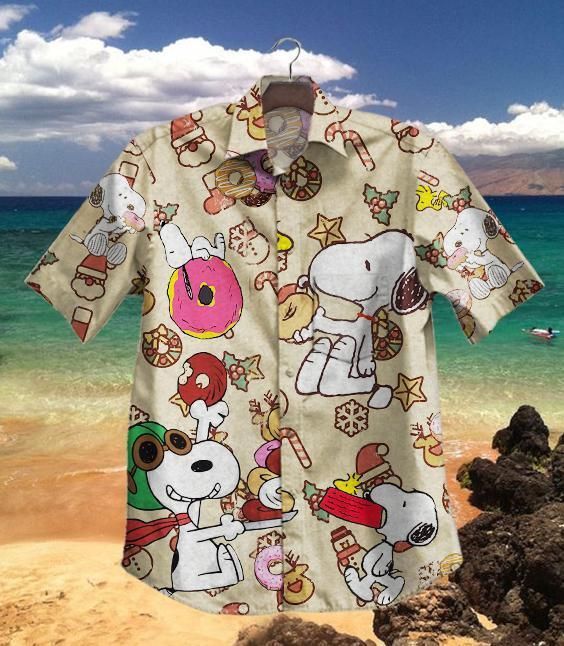 Donuts Snoopy Dog Hawaiian Shirt Summer Shirt For Man And Woman Print Short Sleeve Hawaiian Shirt Y97