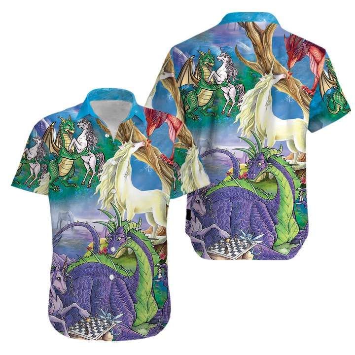 Dragon Unicorn Love Hawaiian Shirt  Unisex  Adult  Hw3358