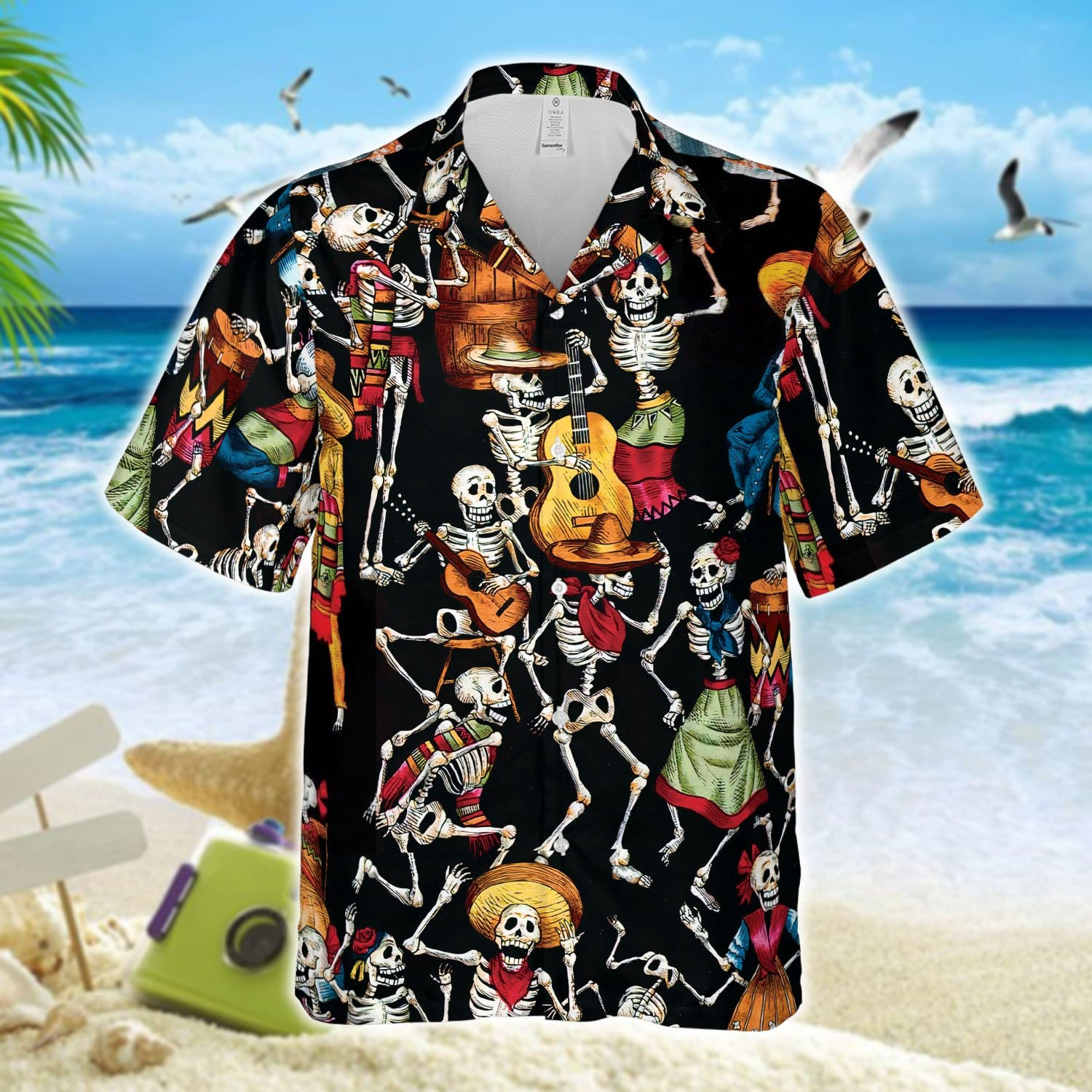 Drinking And Guitar Skeleton Unisex Hawaiian Shirts 070721H