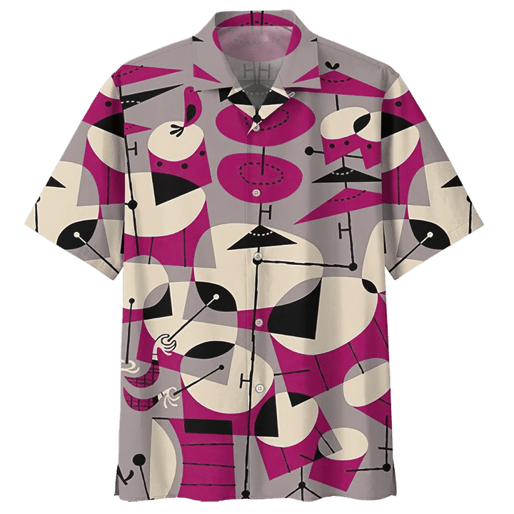 Drum Art Pink Grey Black Unisex Hawaiian Shirts