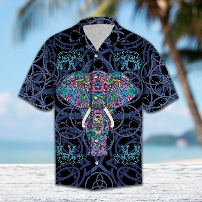 Elephant Blue Mandala Hawaiian Shirt  Unisex  Adult  Hw5865