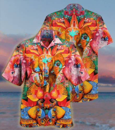 Elephant Colorful Hawaiian Shirt  Unisex  Adult  Hw3803