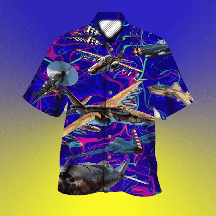 Explore Sky With Aircraft Navy Color Hawaiian Shirt  Unisex  Adult  Hw3891