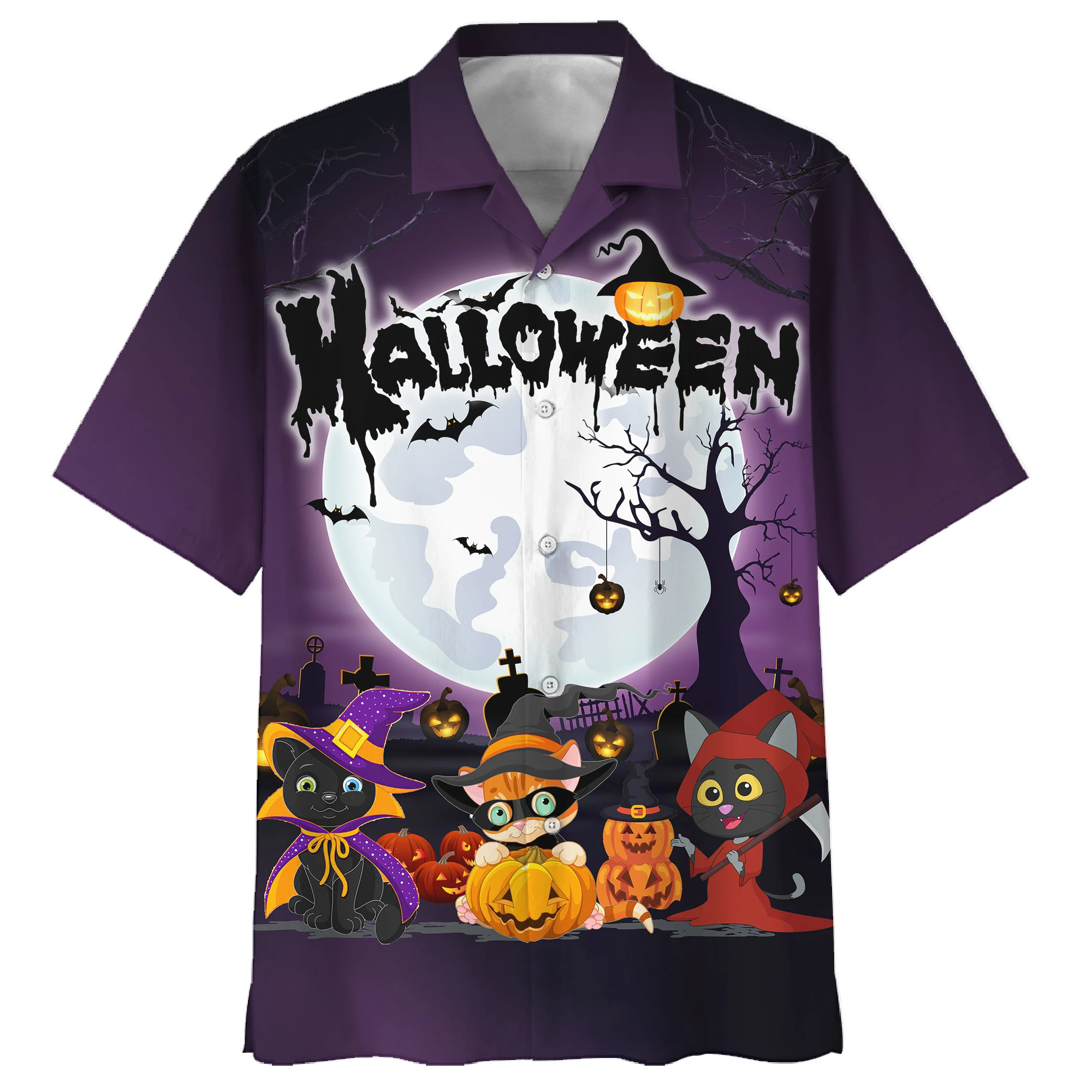 Famille Cat Halloween Hawaiian Shirt  For Men _amp Women  Adult  Hw9307