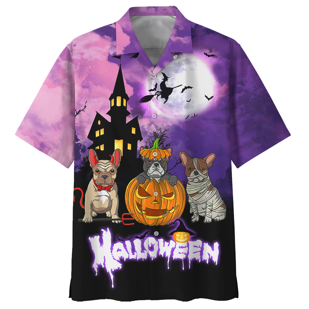 Famille Pugs Dogs Halloween Hawaiian Shirt  For Men _amp Women  Adult  Hw9306