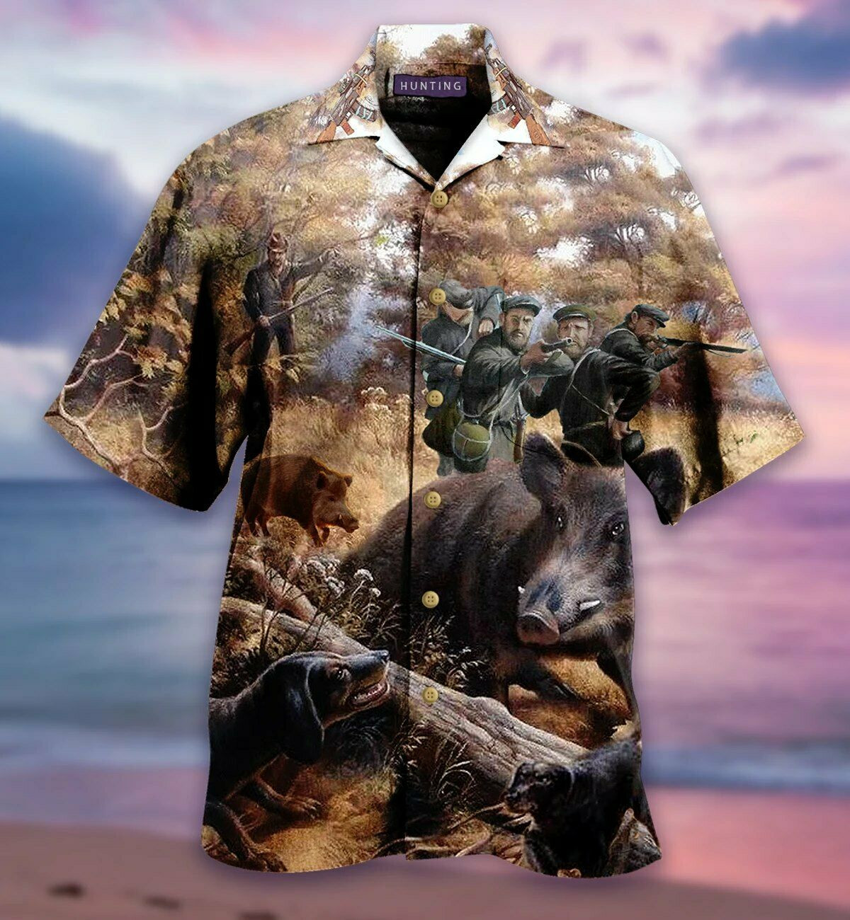 Fantasy Hunting Boar Hawaiian Shirt  Unisex  Adult  Hw3452