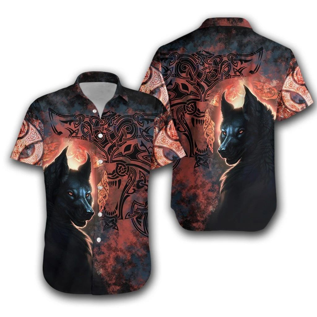 Fenrir Grunge Viking Hawaiian Shirt  Unisex  Adult  Hw3410