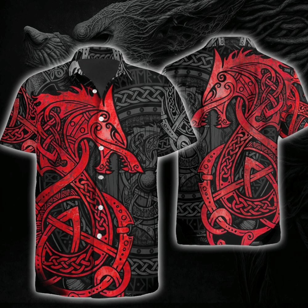 Fenrir Red Hawaiian Shirt  Unisex  Adult  Hw1677