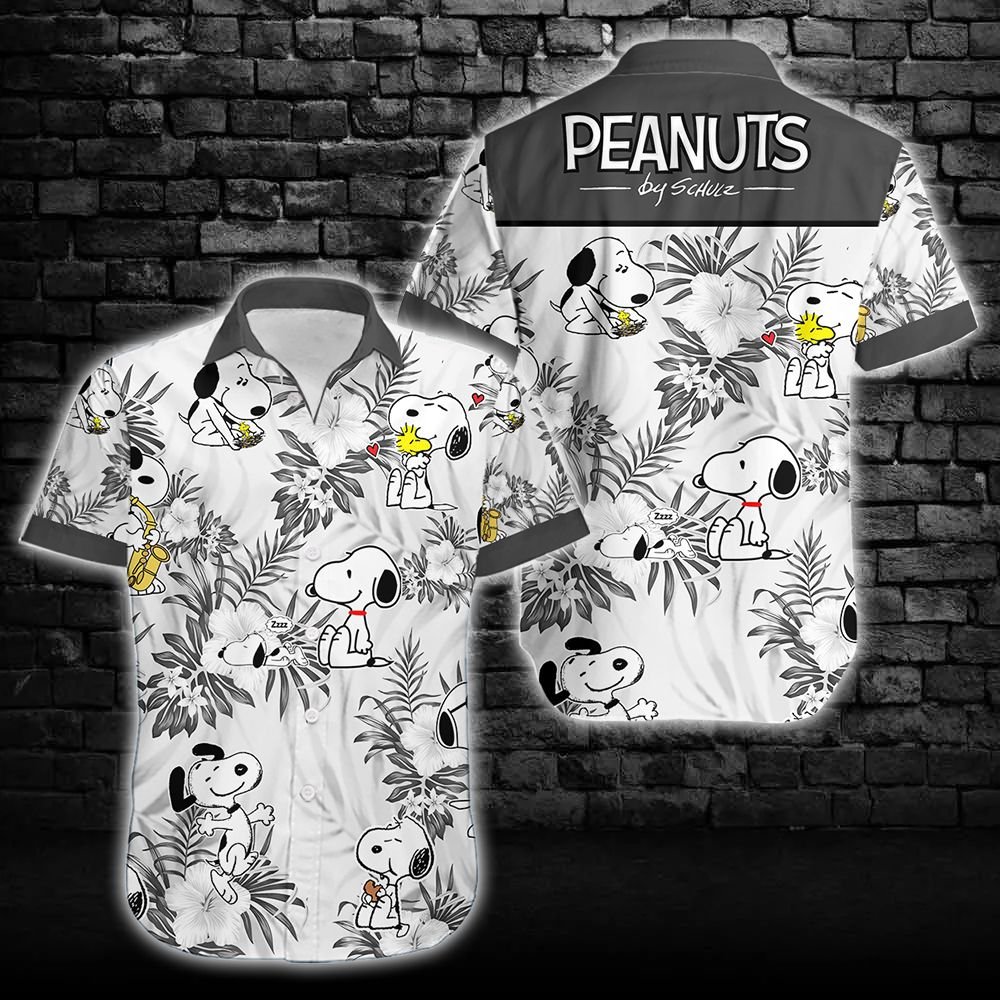 Film Floral Peanuts Snoopy White Hawaiian Shirt Aloha Shirt For Summer All Over Printed 3D Unisex Men Women
