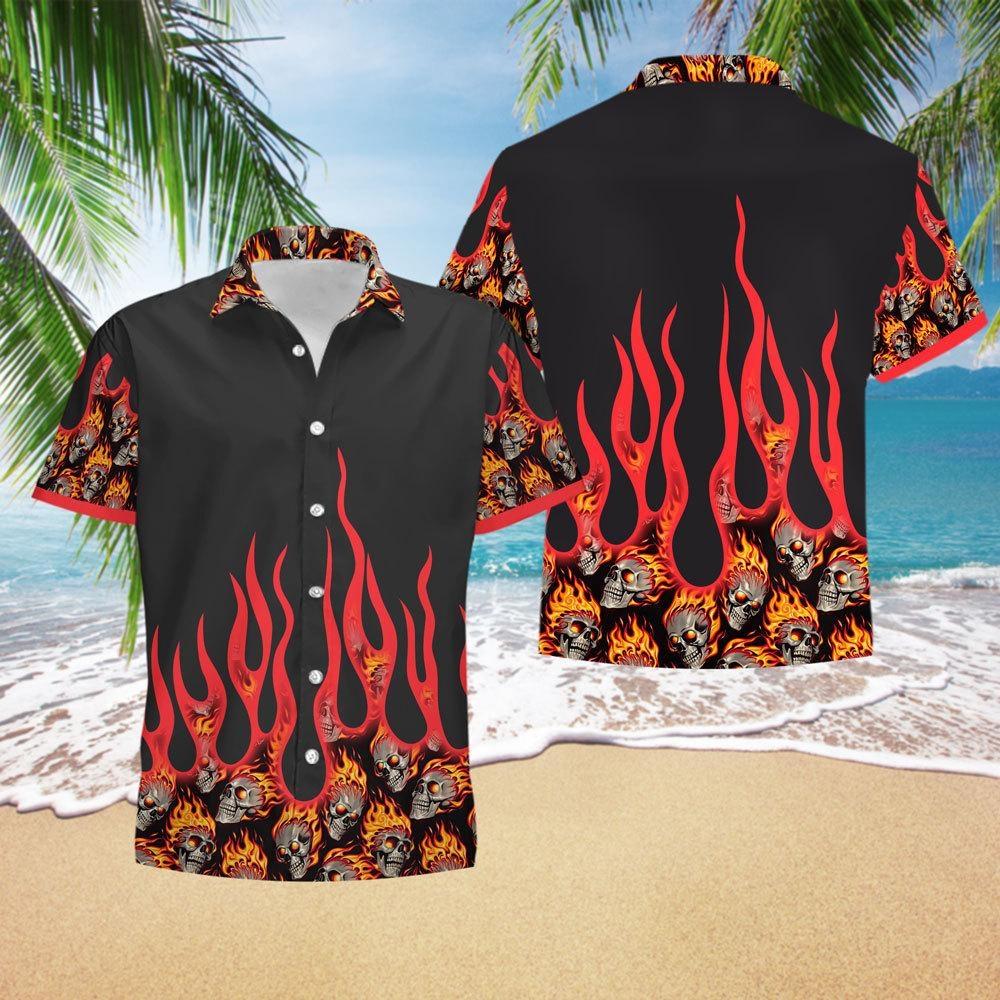 Fire Skull Hawaiian Shirt  Unisex  Adult  Hw2766