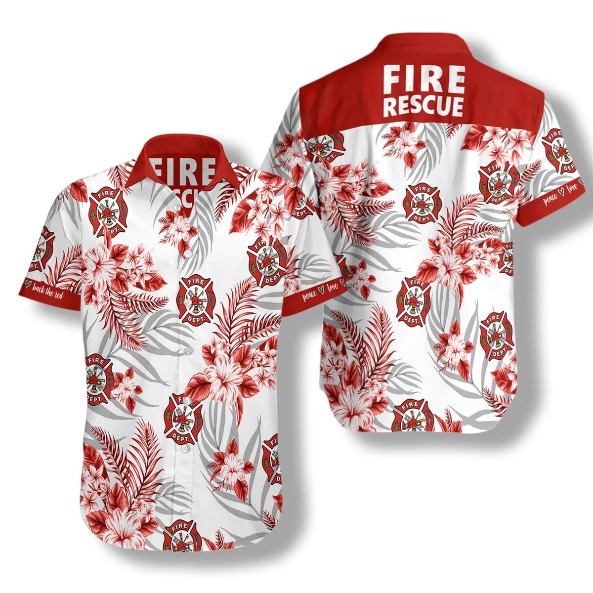 Firefighter Fire Rescue Hawaiian Shirt  Unisex  Adult  Hw5902