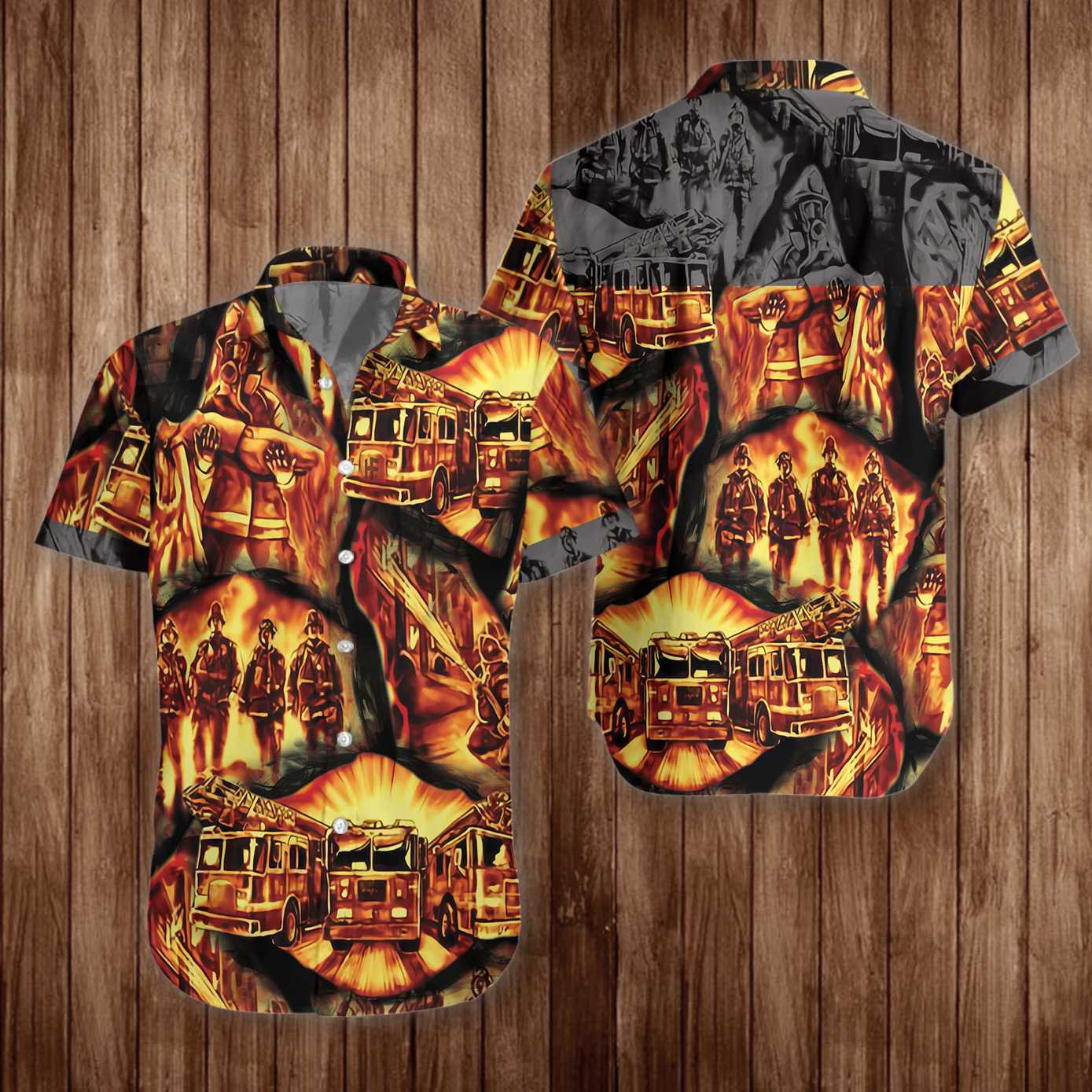 Firefighter Symbol In Fire Hawaiian Shirt  Unisex  Adult  Hw5843