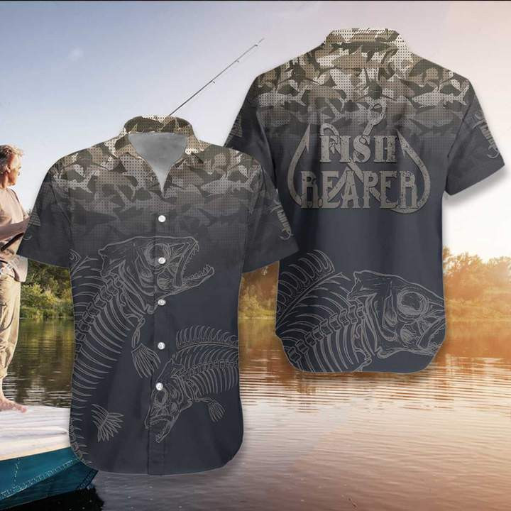 Fish Skull And Fish Reaper Hawaiian Shirt  Unisex  Adult  Hw4130