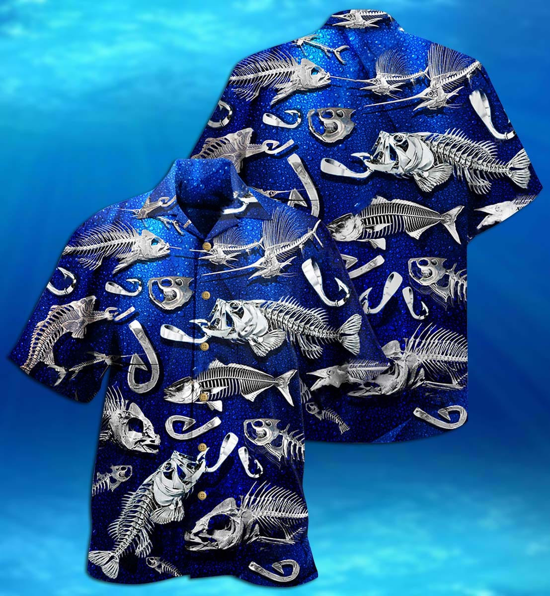 Fishing Fishbone Unisex Hawaiian Aloha Shirts Dh