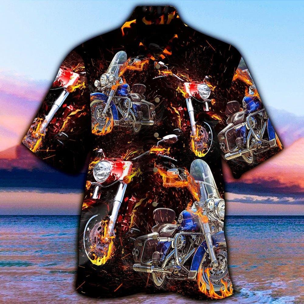 Flame American Motorcycles On Fire Hawaiian Aloha Shirts Kv