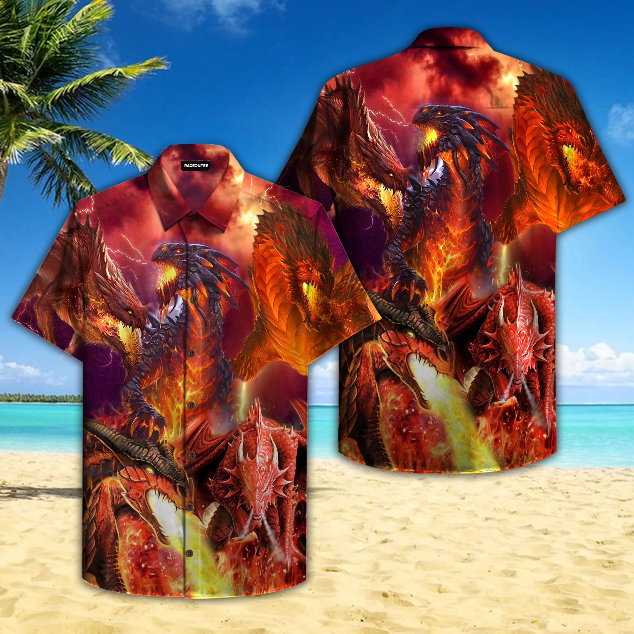 Flaming Dragon Hawaiian Shirt  Unisex  Adult  Hw4671