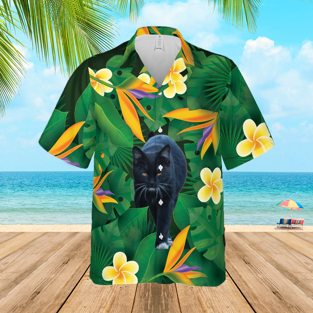 Floral Tropical Black Cat Hawaiian Shirt Unisex Adult Hw5819