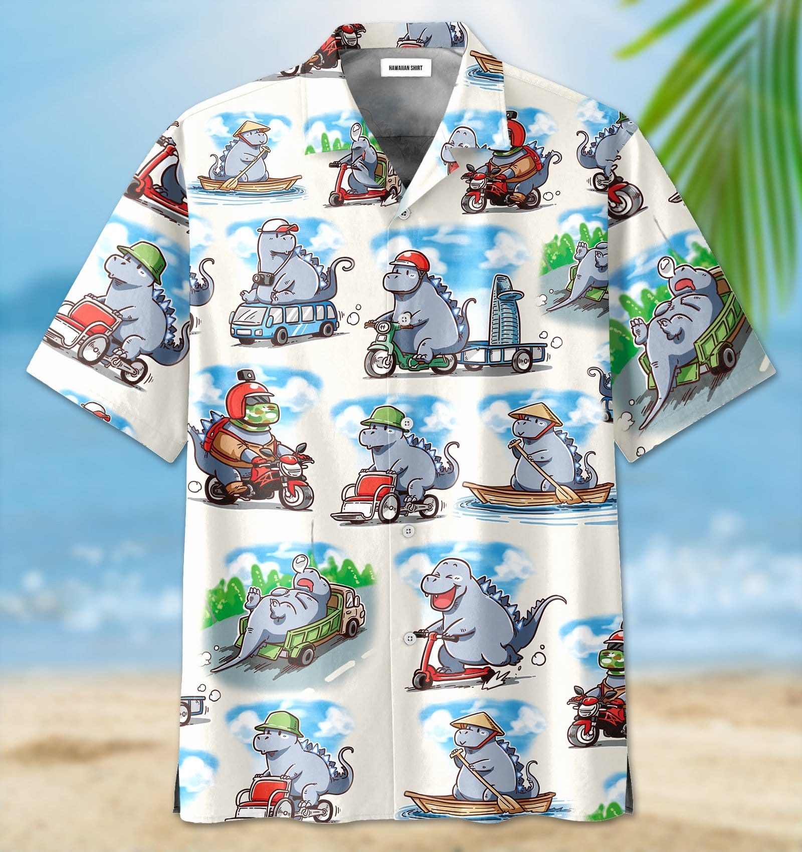 Funny Dinosaur Activities Unisex Hawaiian Aloha Shirts 2621Dh