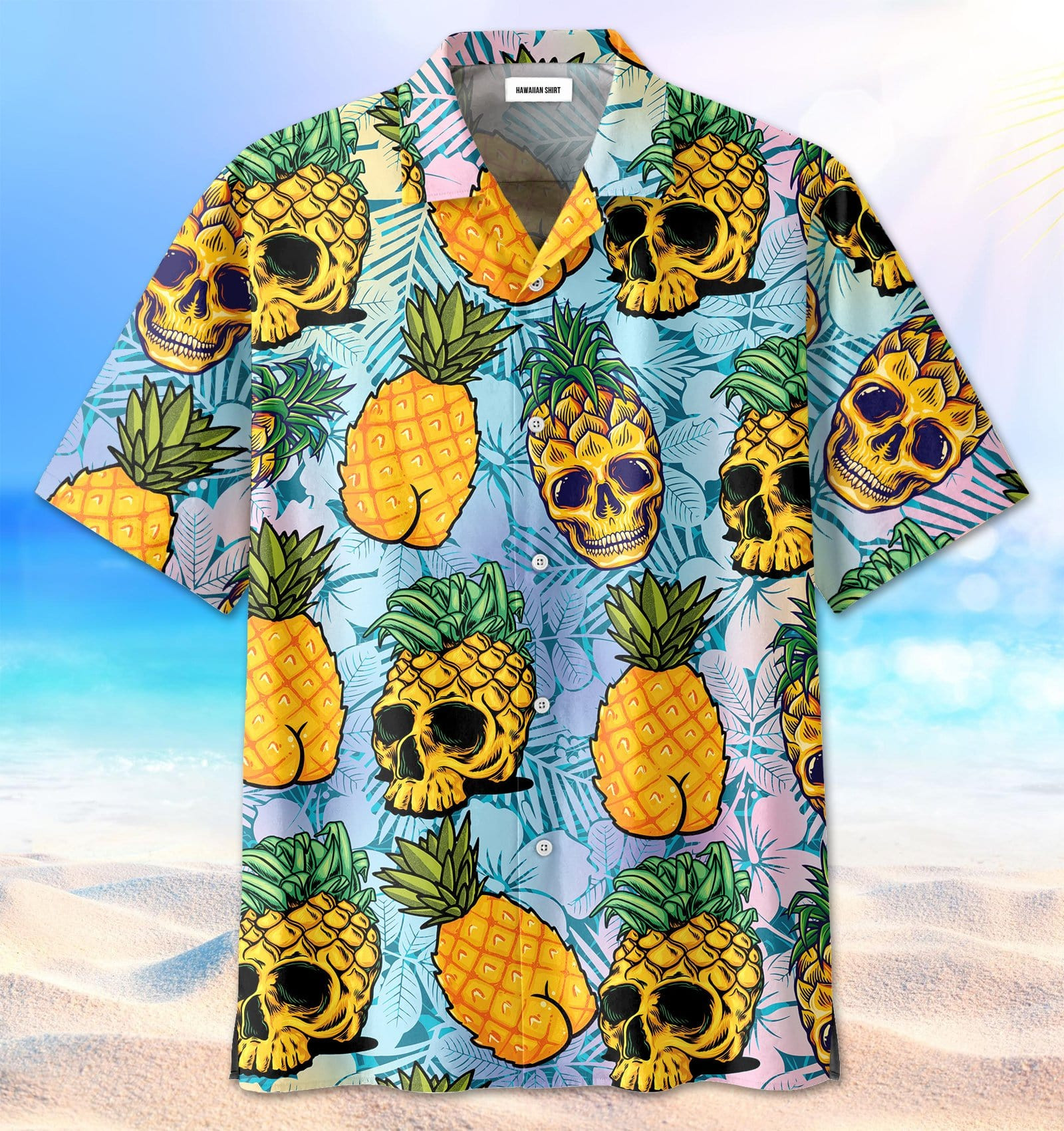 Funny Skull Pineapple Summer Unisex Hawaiian Shirts