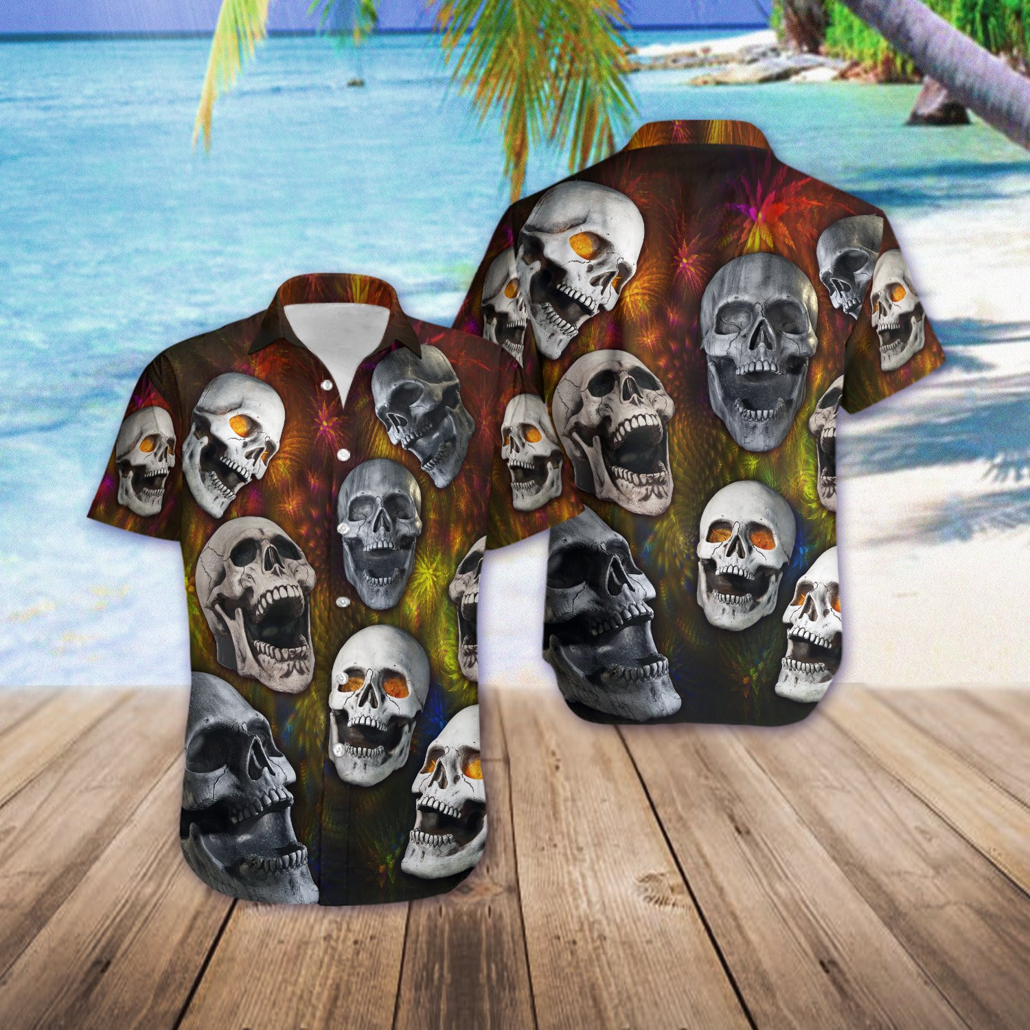 Funny Tropical Skull Hawaiian Shirt  Unisex  Adult  Hw6018