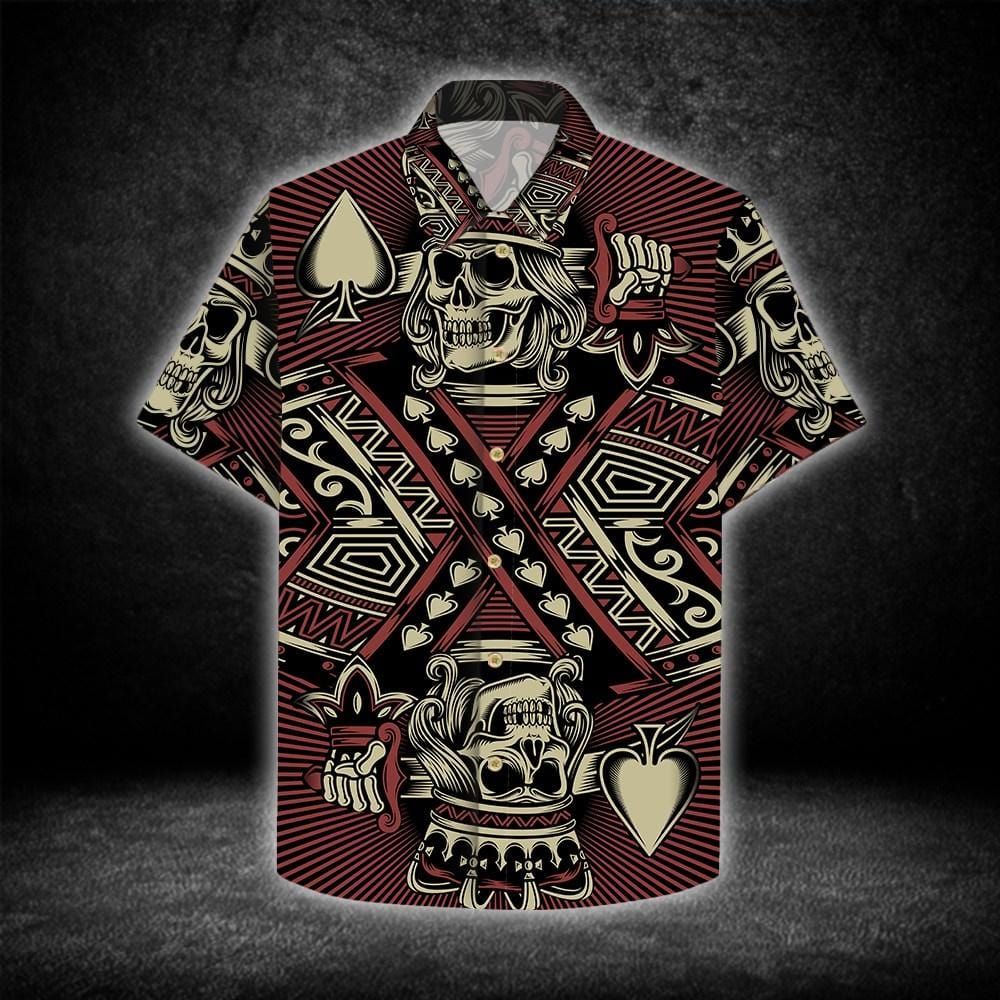 Gamble Ace King Skull Poker Gothic Hawaiian Aloha Shirts Kv