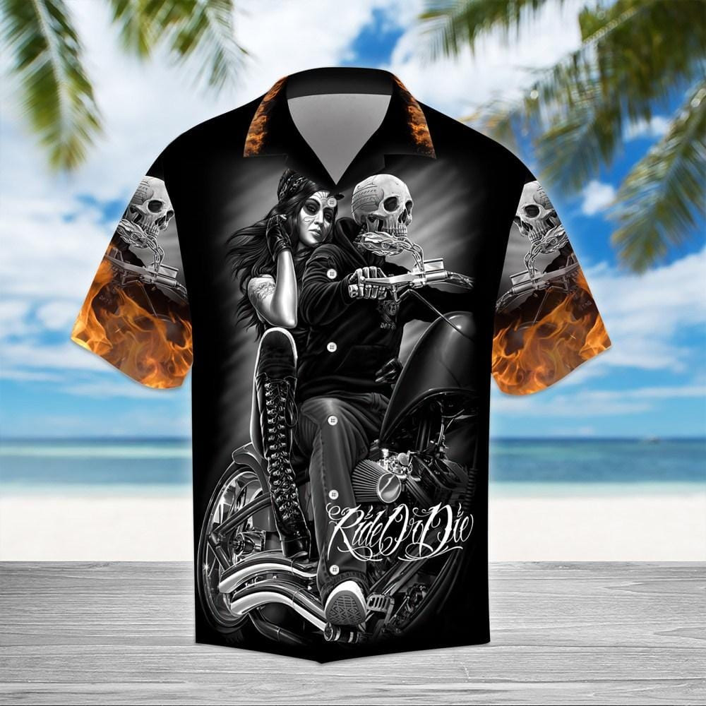 Gangster Skull Biker Ride Or Die Motorcycles Racing Gothic Hawaiian Aloha Shirts Vi