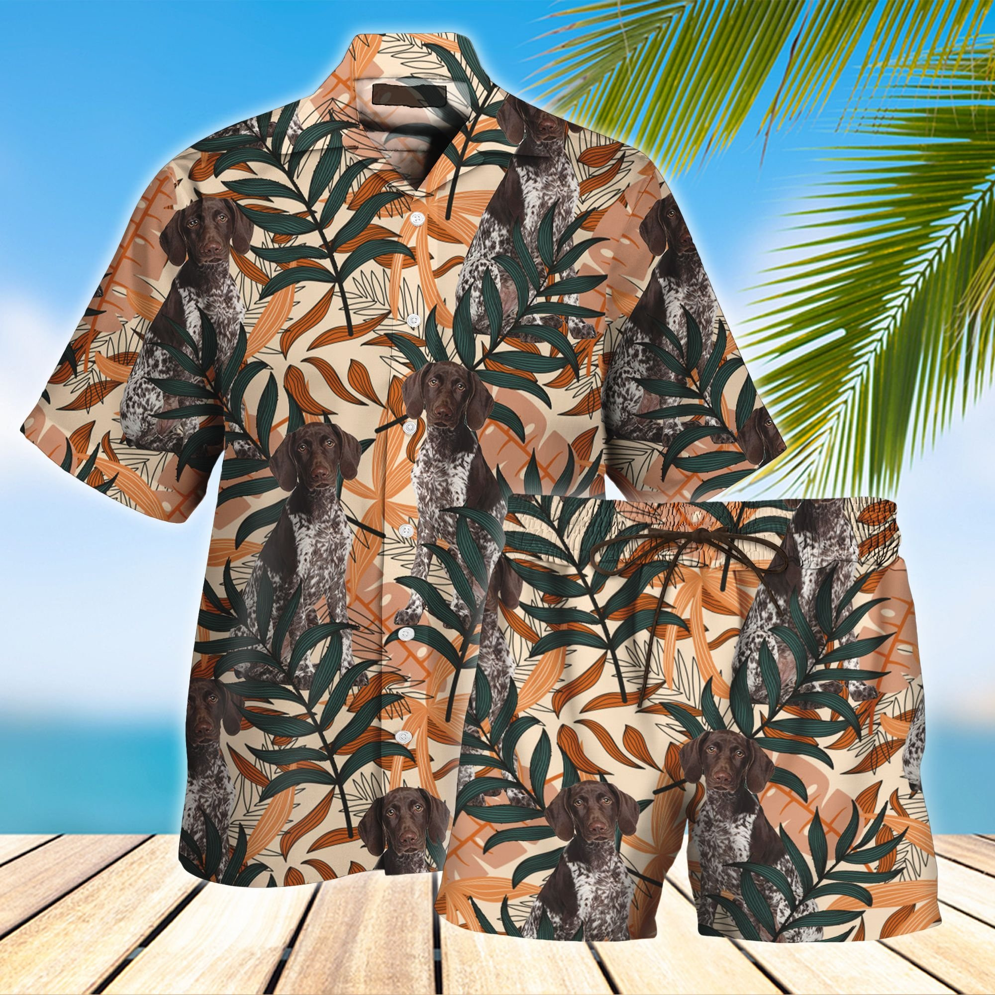 German Shorthaired Hawaiian Shirt Set Unisex Hs1049