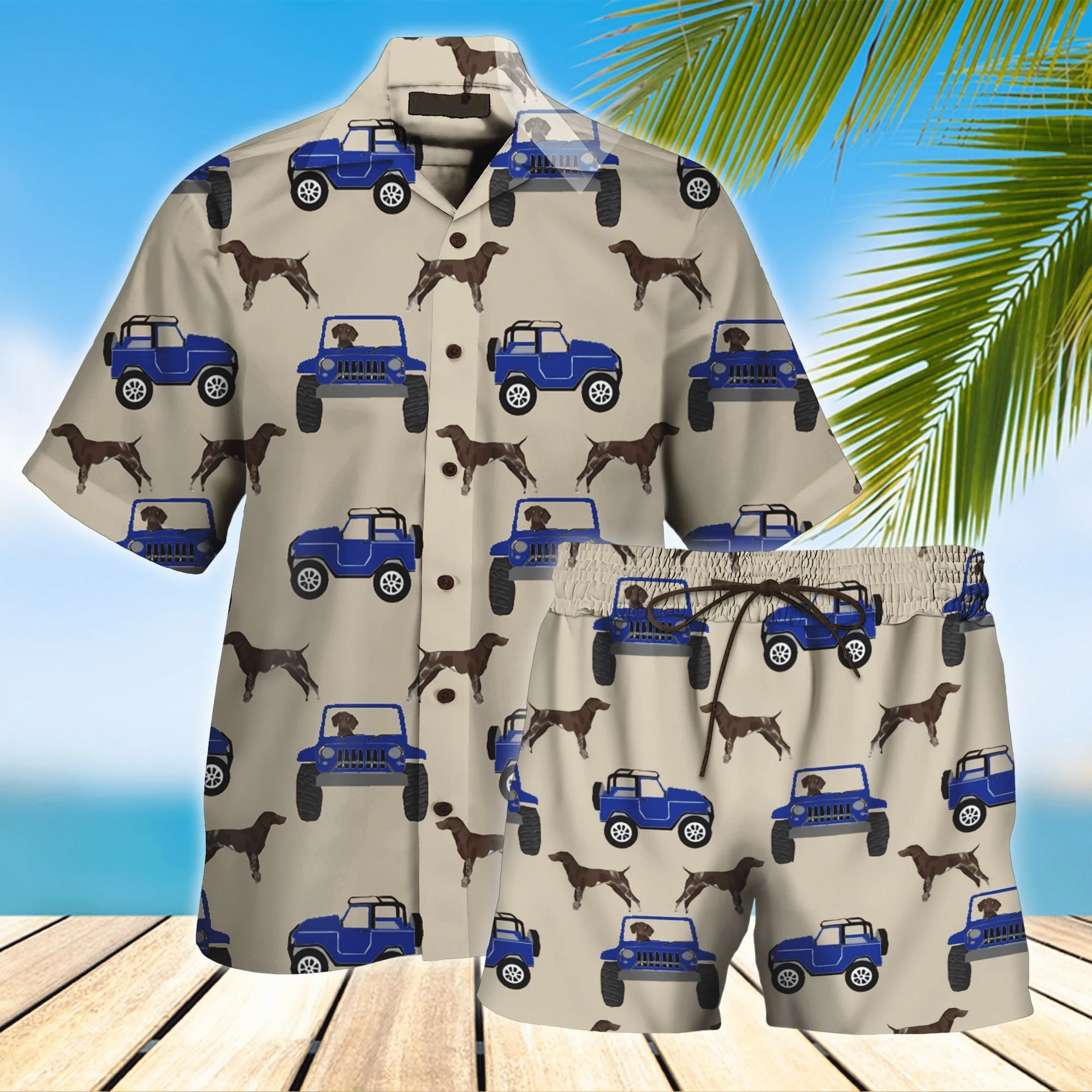 German Shorthaired Hawaiian Shirt Set  Unisex  Hs1079