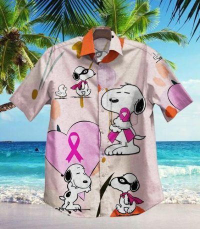 Gettyshirt   Hot Snoopy And Cancer Campaign Vintage Cotton Mens Hawaiian Shirt 1