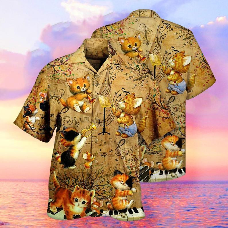 Gift For Cat Lover Music And Kitties Hawaiian Shirt Unisex Adult Hw2780