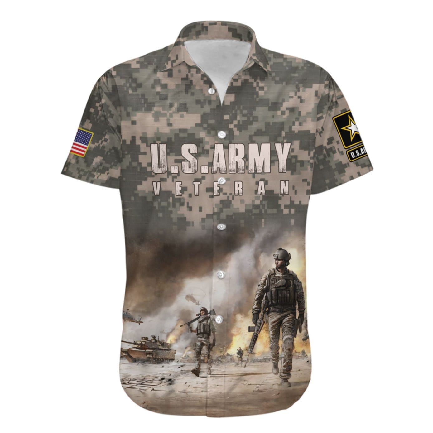 Gift For Dad Amazing Us Army Veteran In The War Unisex Hawaiian Shirts 210521H