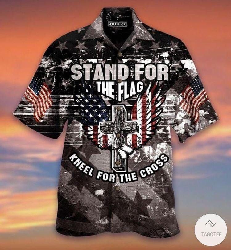 Gift For Dad Stand For The Flag Kneel For The Cross Unisex Hawaiian Shirts