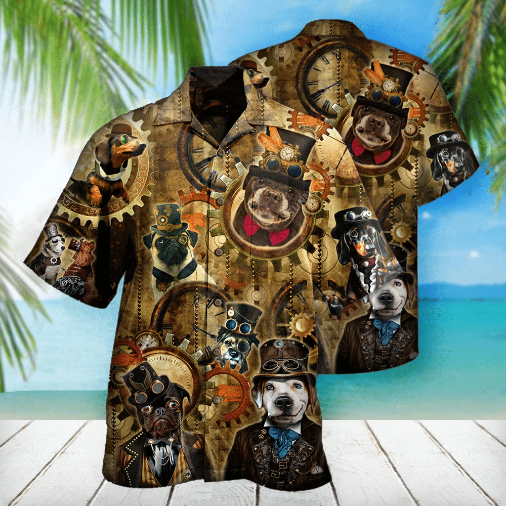 Gift For Dog Lover Steampunk Dog Hawaiian Shirt Unisex Adult Hw3412