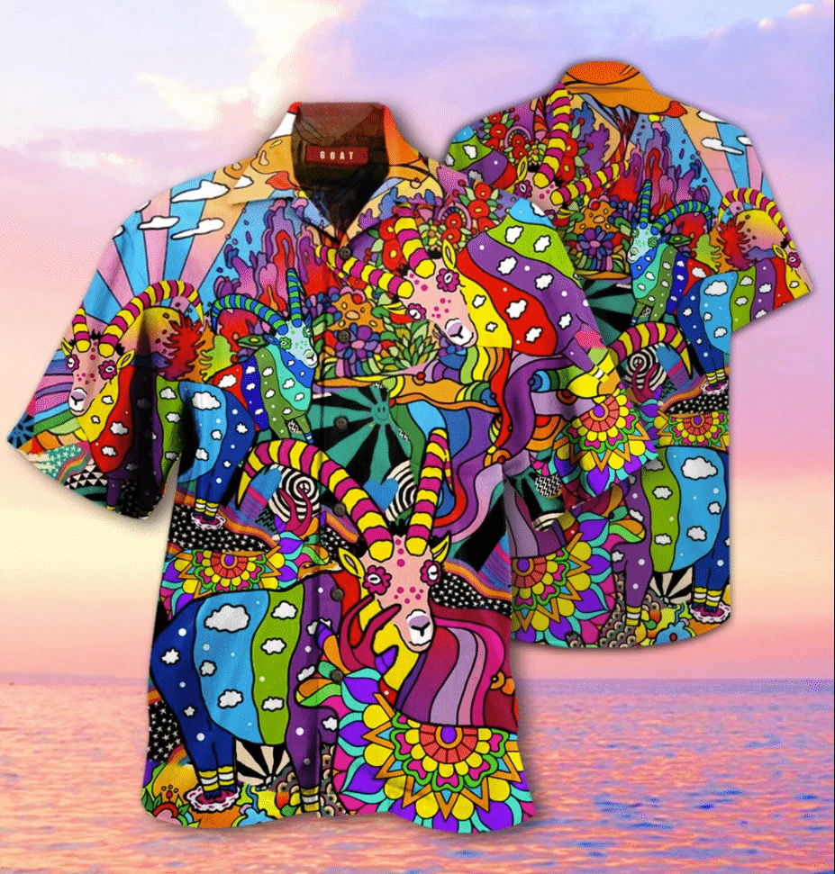 Goats Hippie Hawaiian Shirt  Unisex  Adult  Hw1625