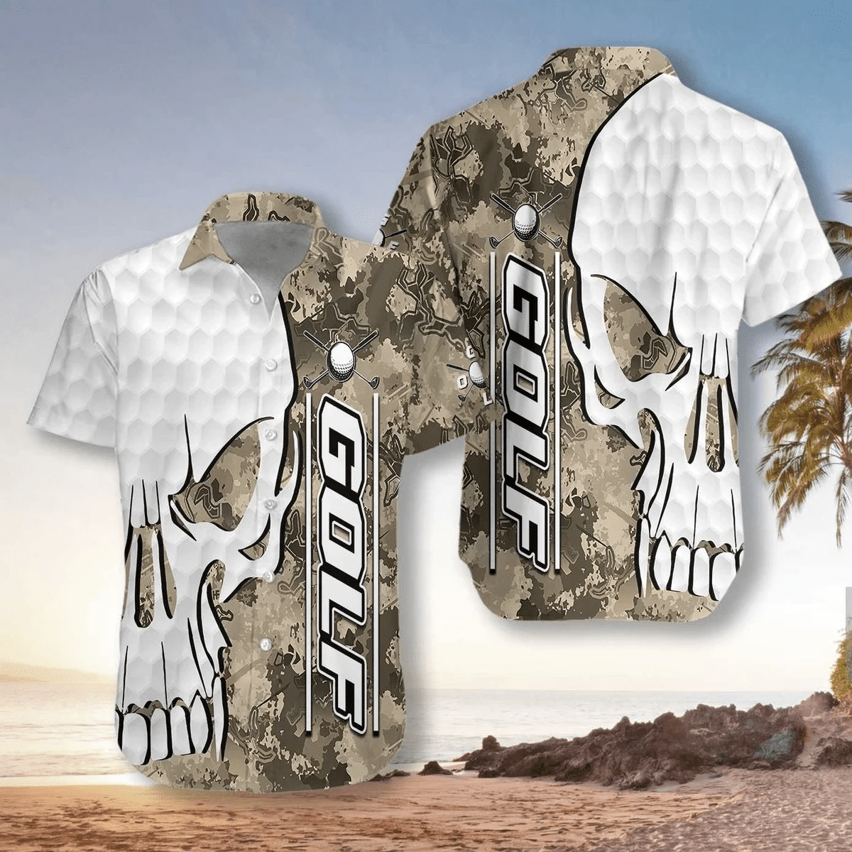 Golf Skull Camo Hawaiian Aloha Shirts V