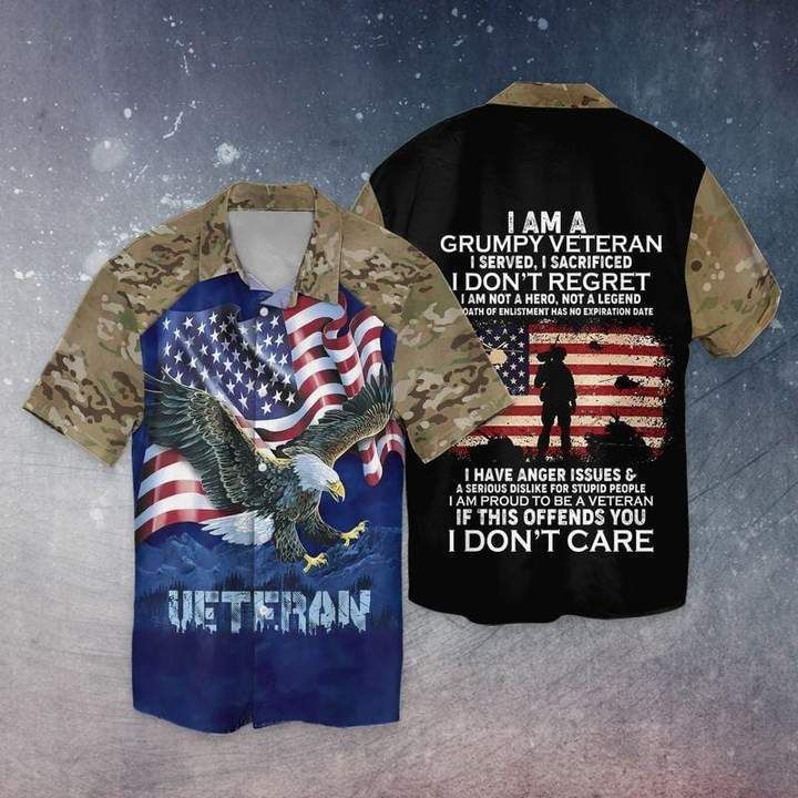 Grumpy Veteran Eagle Hawaiian Shirt  Unisex  Adult  Hw3645