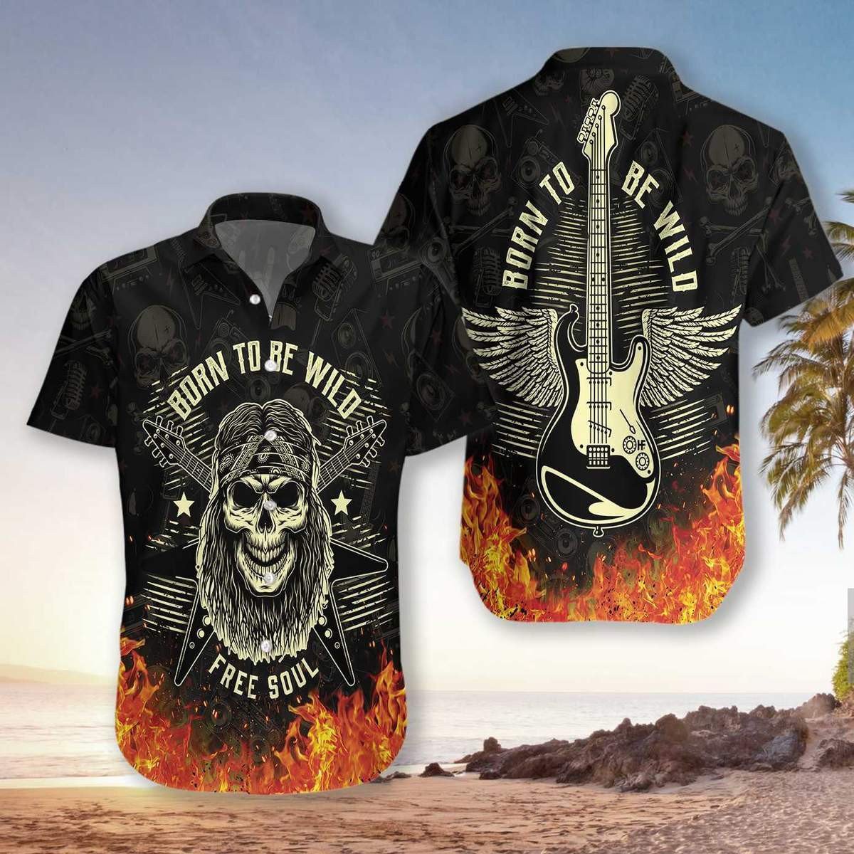 Guitar Born To Be Wild Unisex Hawaiian Shirt  Unisex  Adult  Hw2578