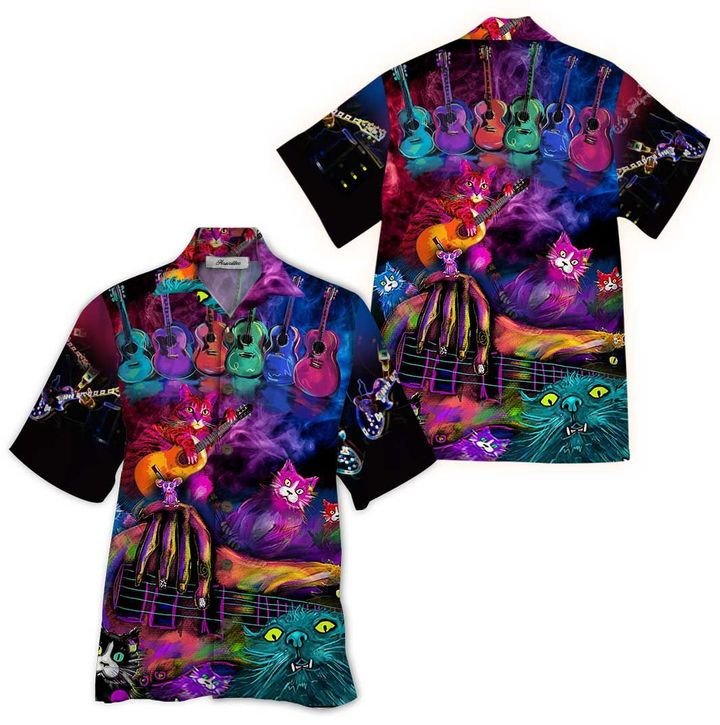 Guitar Cat Hawaiian Shirt  Unisex  Adult  Hw6016