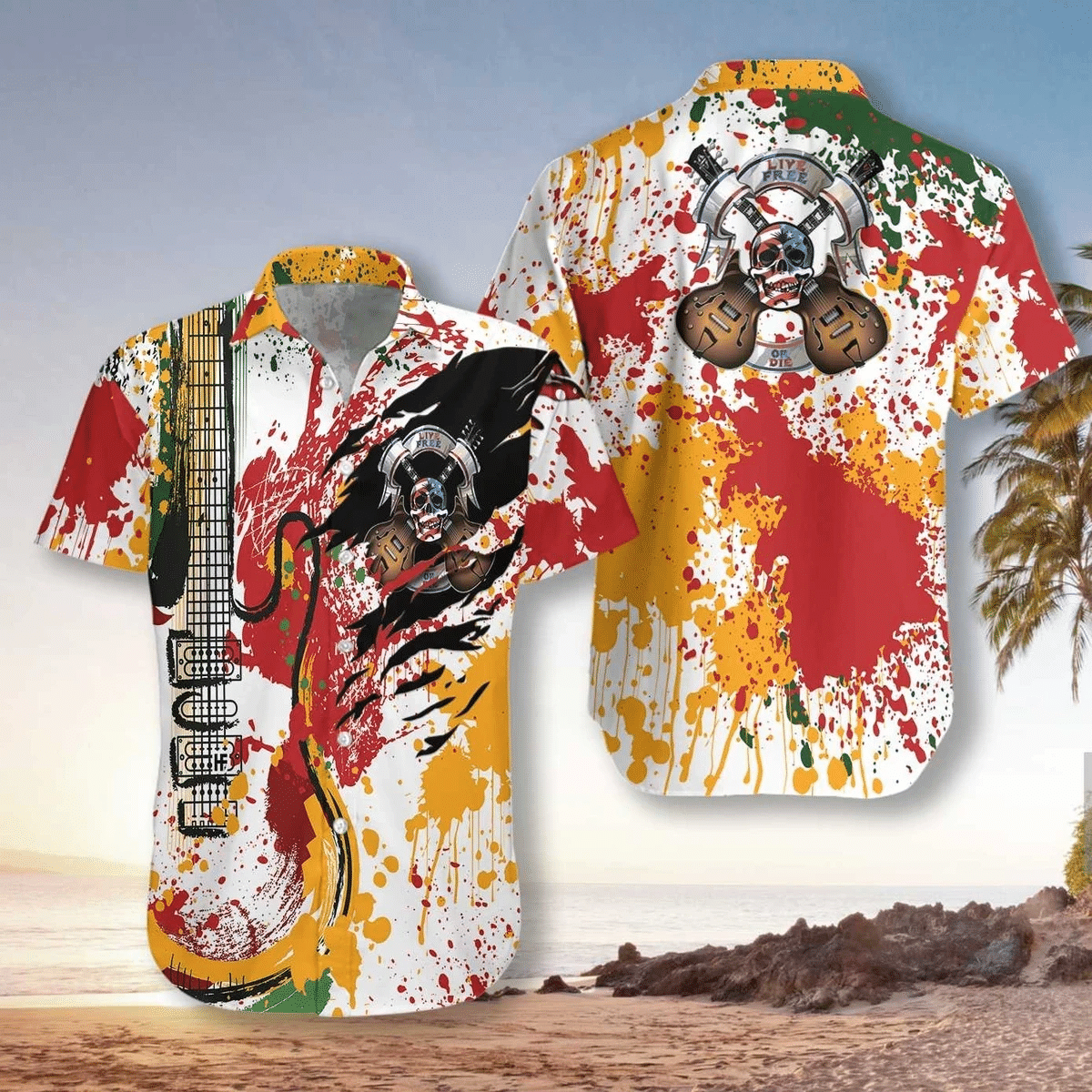 Guitar Live Free Or Die Unisex Hawaiian Shirt Unisex Adult Hw2564
