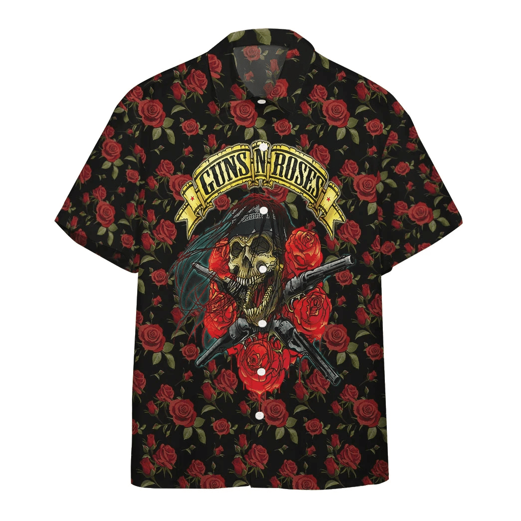 Guns N Roses Pirate Skull Vintage Hawaiian Aloha Shirts H