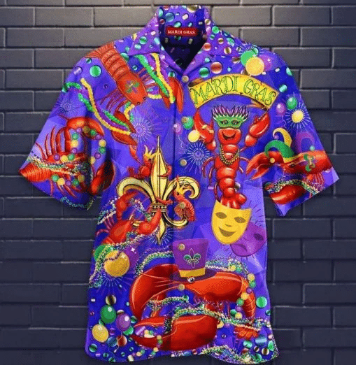 Happy Mardi Gras Shrimps Hawaiian Shirt  Unisex  Adult  Hw3955