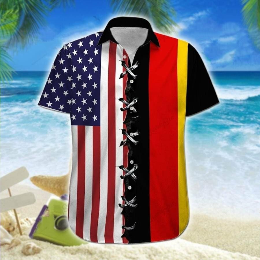 Hawaiian Aloha Shirts America Germany Flag