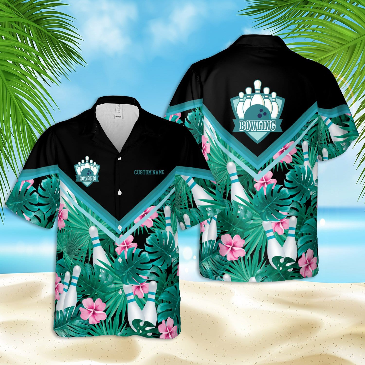 Hawaiian Aloha Shirts Bowling Green Tropical Flowers Custom Name