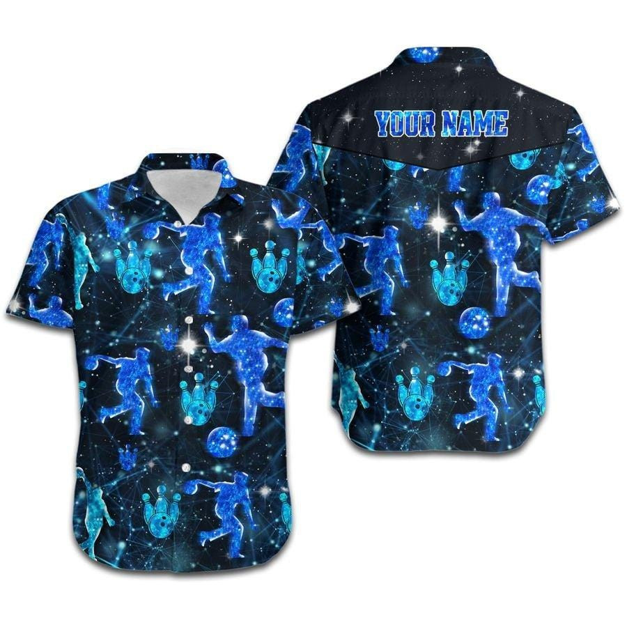 Hawaiian Aloha Shirts Bowling Line Connection Night Custom Name