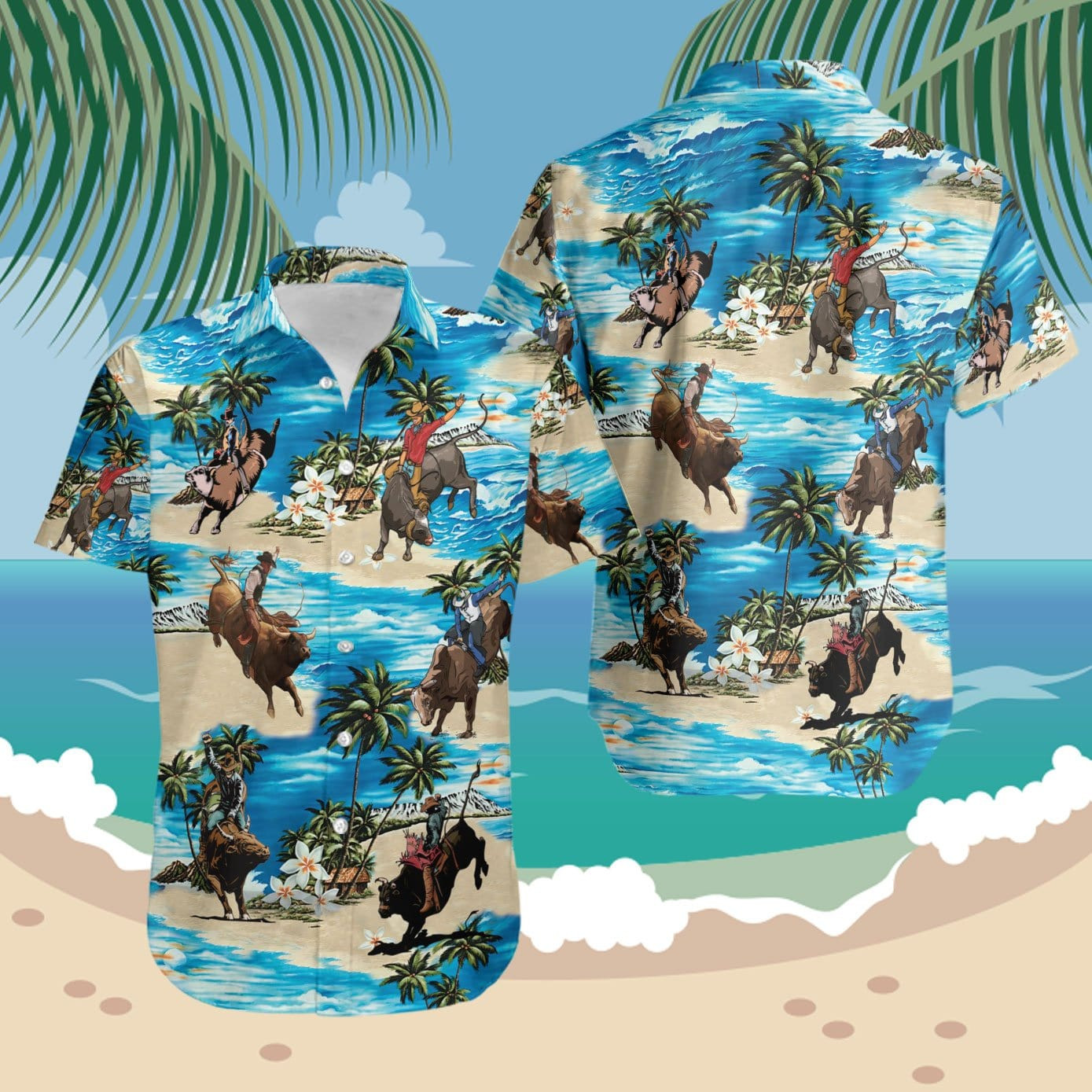 Hawaiian Aloha Shirts Bull Riding 310521H