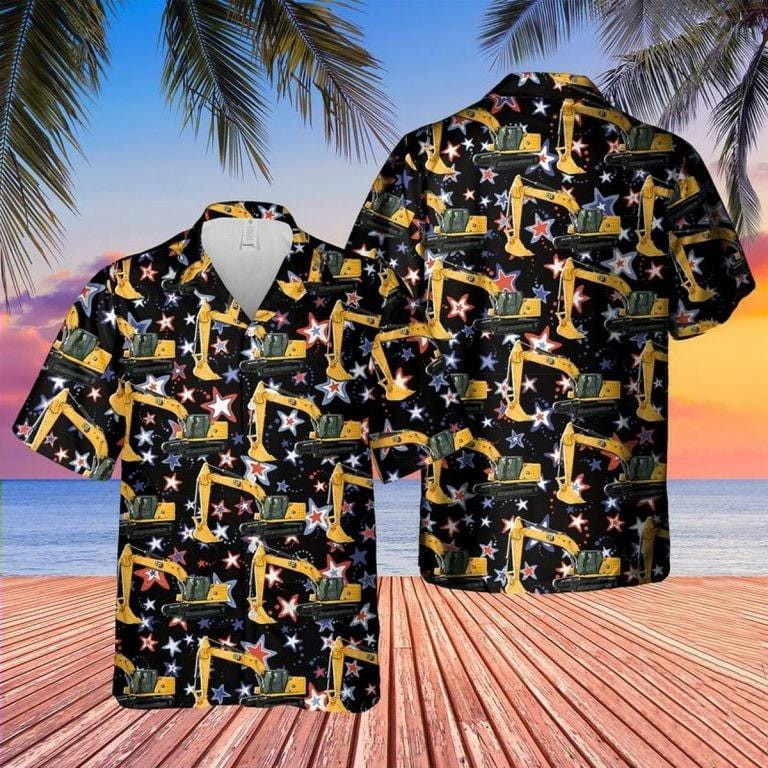 Hawaiian Aloha Shirts Cat 320 Excavator