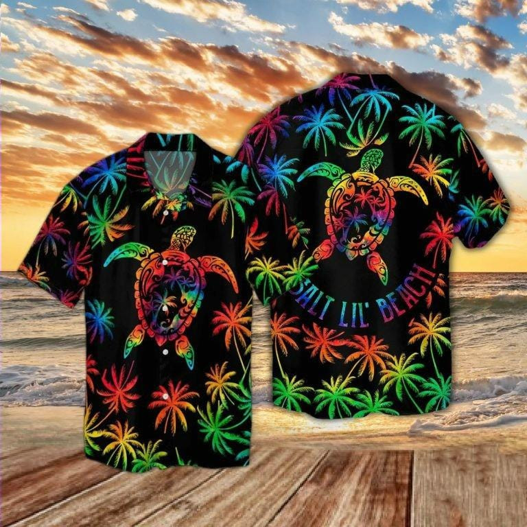 Hawaiian Aloha Shirts Colorful Turtle Salty Lil Beach