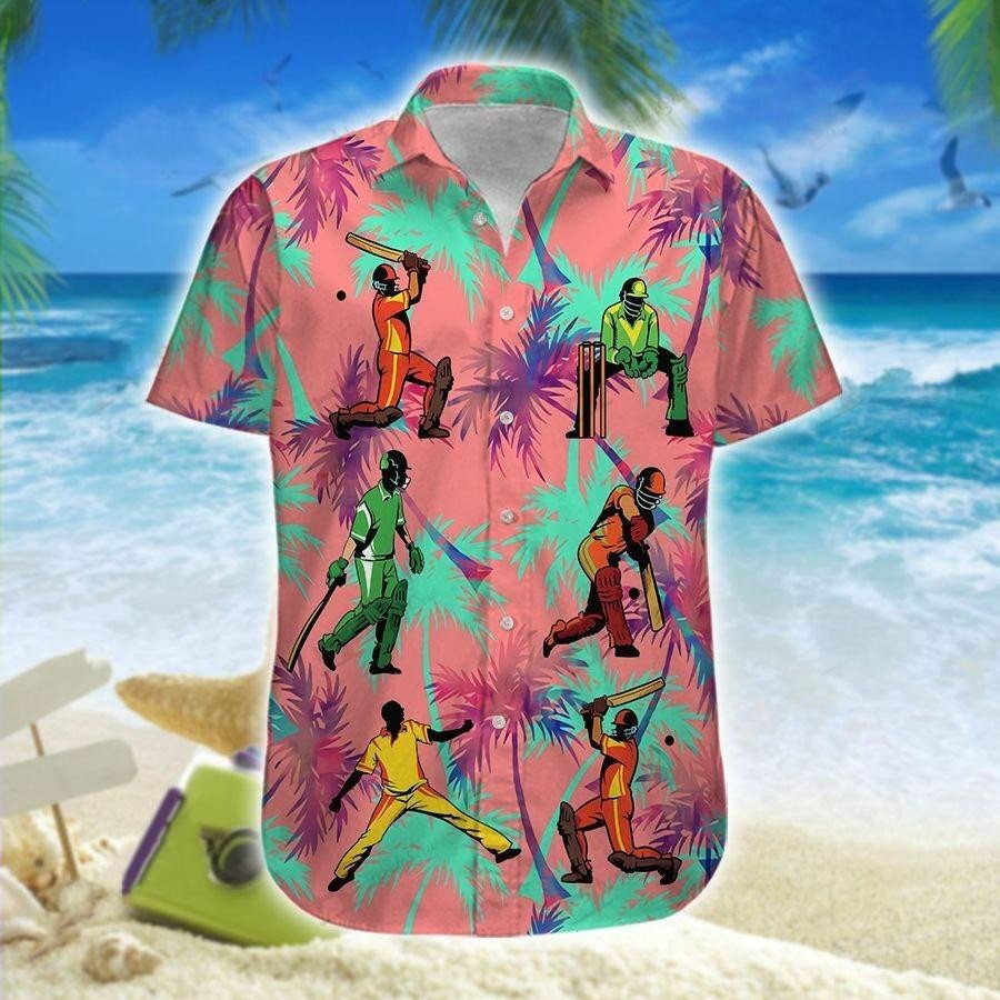 Hawaiian Aloha Shirts Cricket Colorful Palm Tree