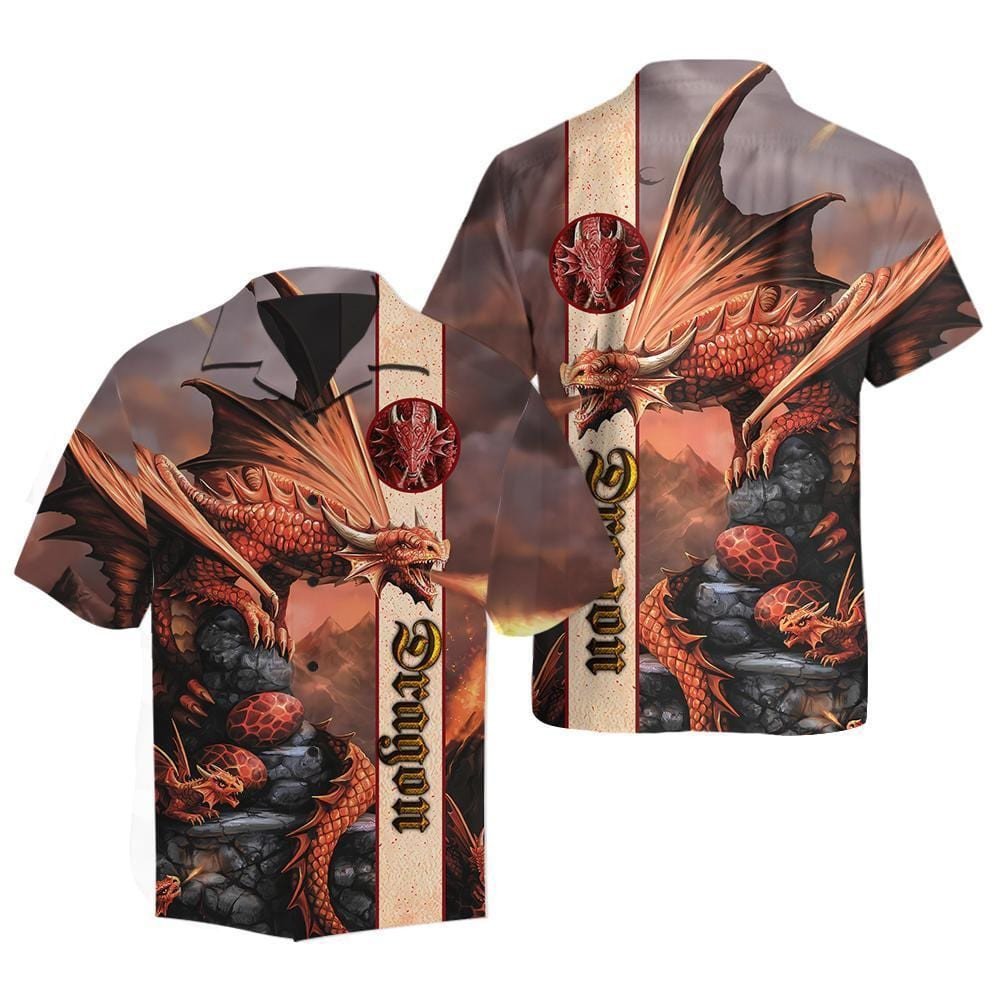 Hawaiian Aloha Shirts Dragon Fire